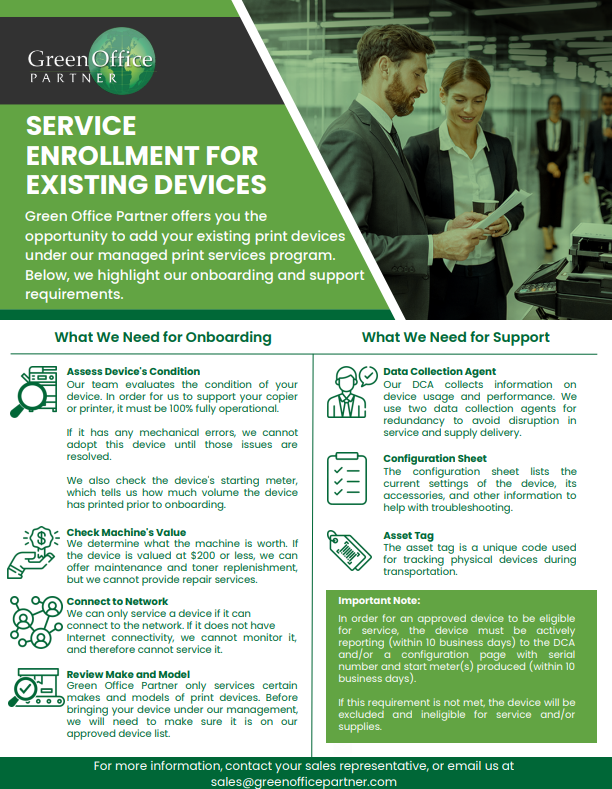 Service Enrollment for Existing Devices